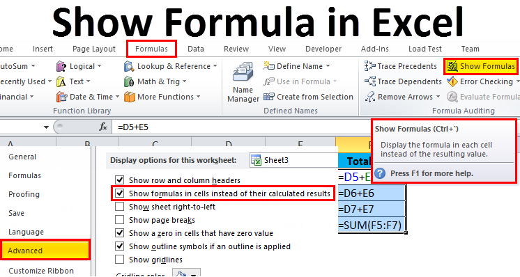 Show Formula in Excel