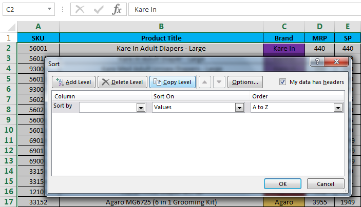 Sort by color in Excel 2