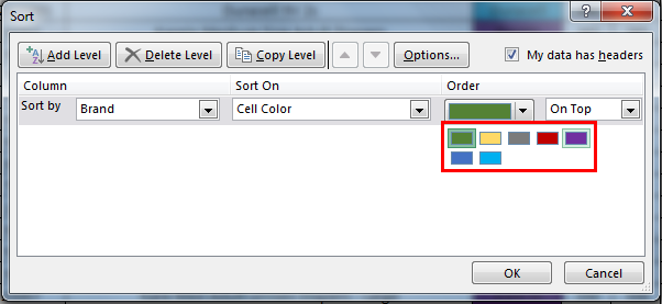 Sort by color in example 1.6