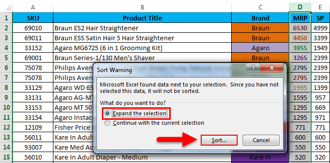 Sort by color in example 2.3