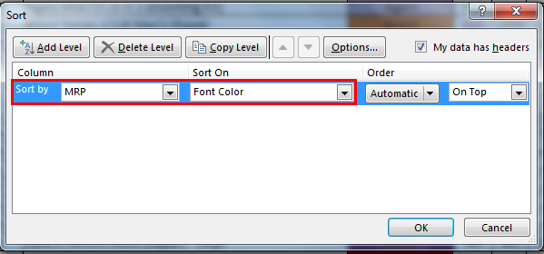 Sort by color in example 2.5