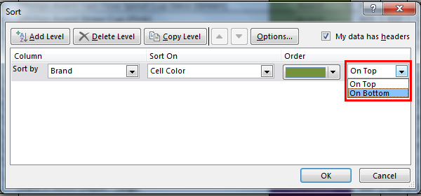 Sort by color in example 5.2