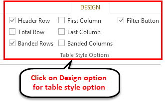 click on design option