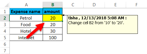Track changes in Excel(will get listed)