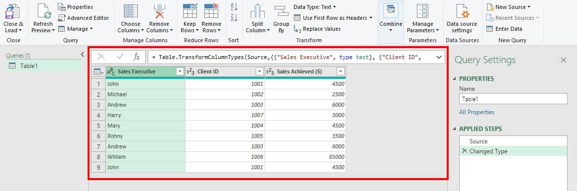 Using the Power Query Tool in Excel to Remove Duplicates Step 3