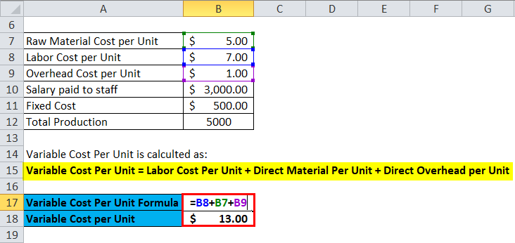Variable Cost Per Unit Example 1-2