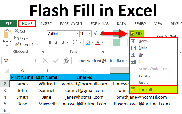 flash fill in excel
