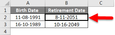 Adding Months to Dates in Excel example 3-3