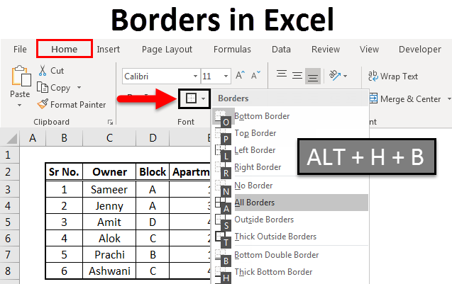 Border in Excel