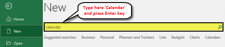 Calendar in Excel example 1-2