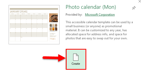 Calendar in Excel example 1-5