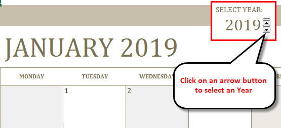 Calendar in Excel example 1-8