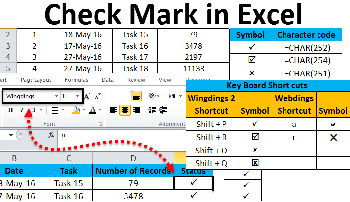 Checkmark in Excel