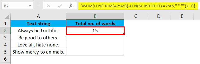 Total Number of Words in a Range