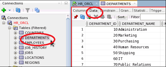SQL DEPARTMENTS