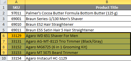 Delete Row Shortcut Example 2-2