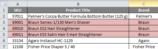 Delete Row Shortcut Example 3-4