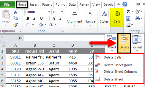 Using the ribbon menu