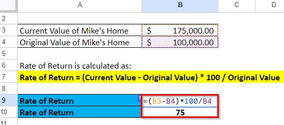 rate of return formula-Example 2