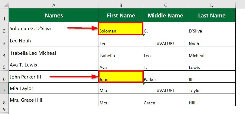 Split Cell in Excel-Example 6 Solution Step 7-3