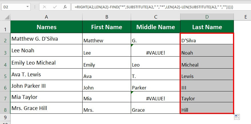 Split Cell in Excel-Example 6 Solution Step 7