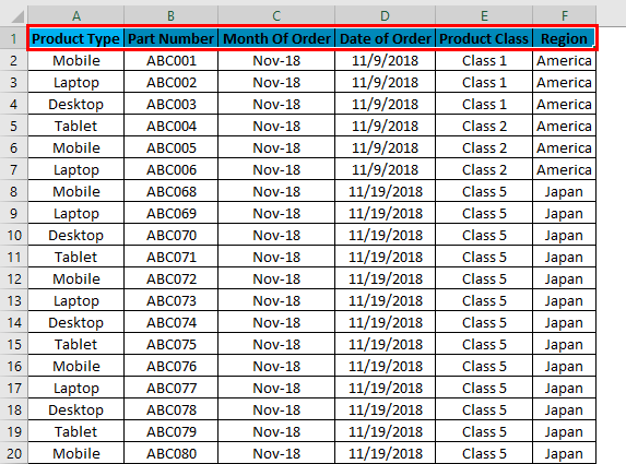 Excel Column Filter Example 1-2