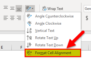 Click on Format Cell Alignment