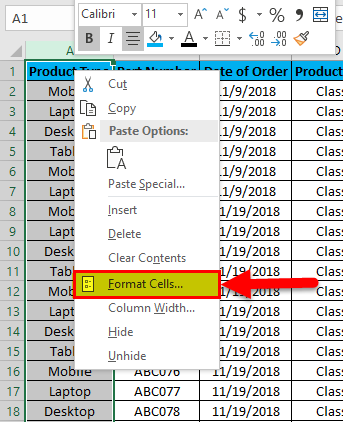 Excel Column Lock Example 2-6