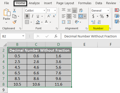 Excel Fraction Example 1-2