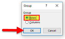 Select Row and click ok
