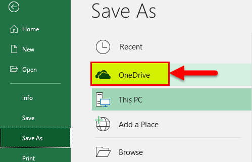 Excel OneDrive Step 1-3