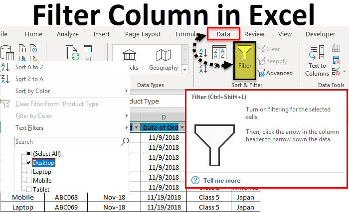 Filter Column in Excel