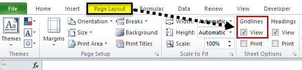 Gridlines in page layout