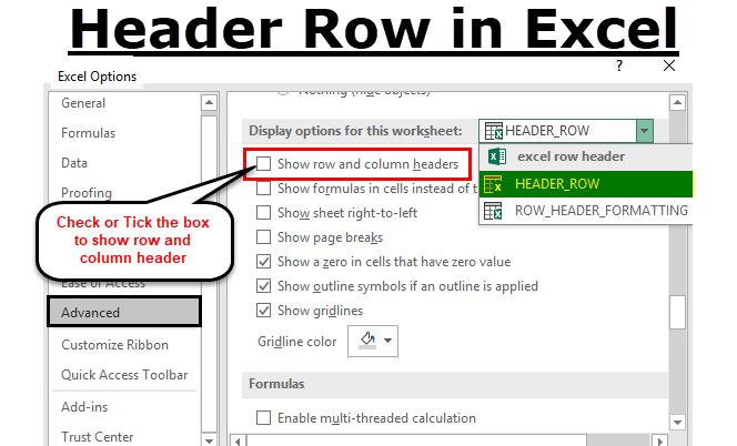 Header Row in Excel