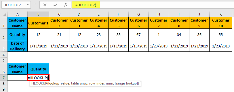 Hlookup Example 1-3
