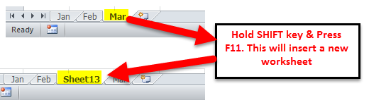 Shift + F11 key Example 3-5