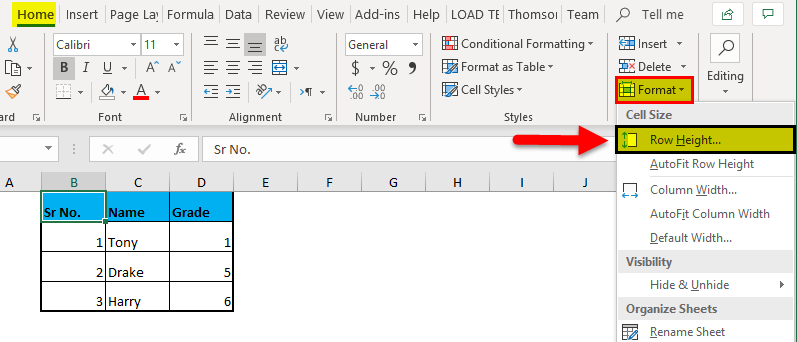 Row Height in Excel 1-4