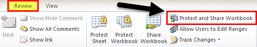 Protect and Share Workbook