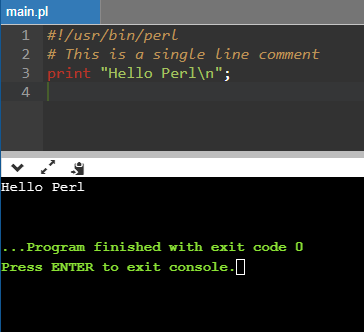 Single line comment in Perl