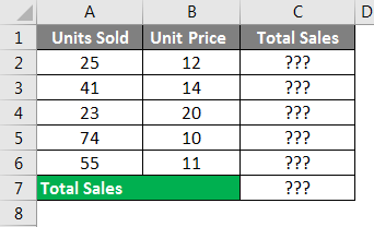 Spreadsheet Formulas in Excel example 1-1
