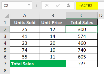 Spreadsheet Formulas in Excel example 1-2