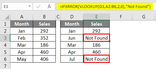 error values to Not Found