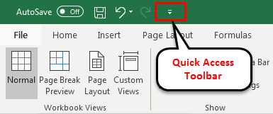 Toolbar in Excel(Quick Access Toolbar)