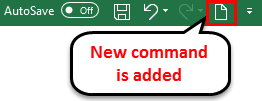 Toolbar in Excel (New command will add)