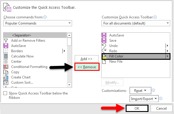 Toolbar in Excel(Remove)