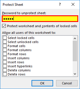 Unprotect Sheet(Set Password)