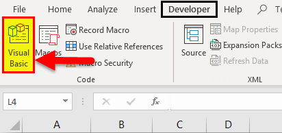 Visual Basic under Developer