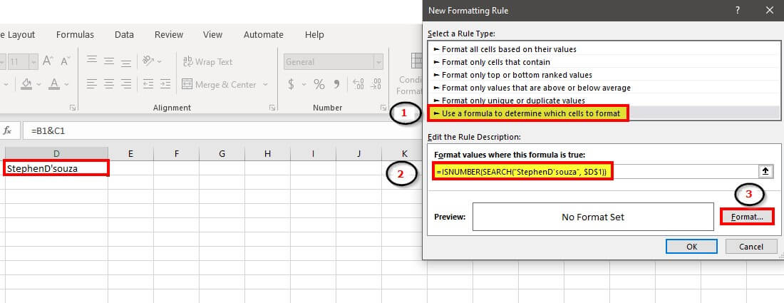 Shortcut to Merge Cells in Excel -Using conditional formatting-3