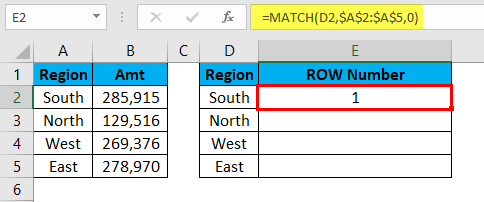 MATCH Function Example 2-5