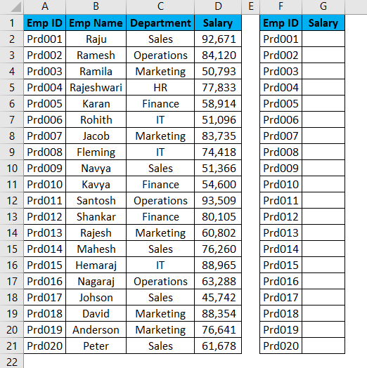 VLOOKUP Alternatives Example 3-1
